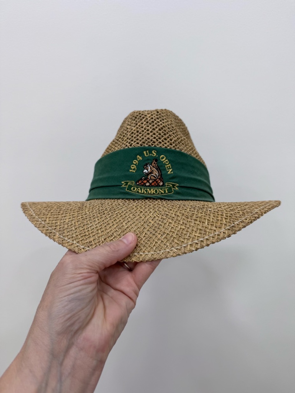 1994 Oakmont US open straw Golf Sun Hat unisex Men’s Green Band One size Vintage